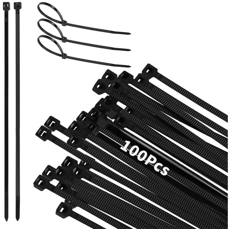 Collier Serrage Plastique100mm x 2.5mm, 100 pièces Colliers Noir Long, Serre Cable Plastique Grand, Attaches de Cable Nylon Ouylaf
