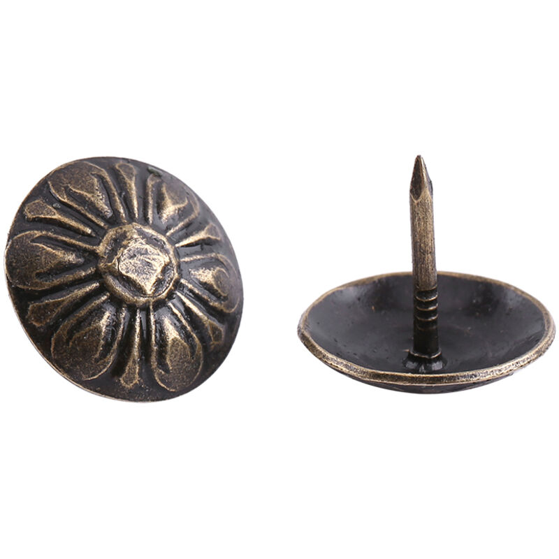 100 pièces de clous de tapisserie vintage en bronze pour meubles, canapé, porte et décoration
