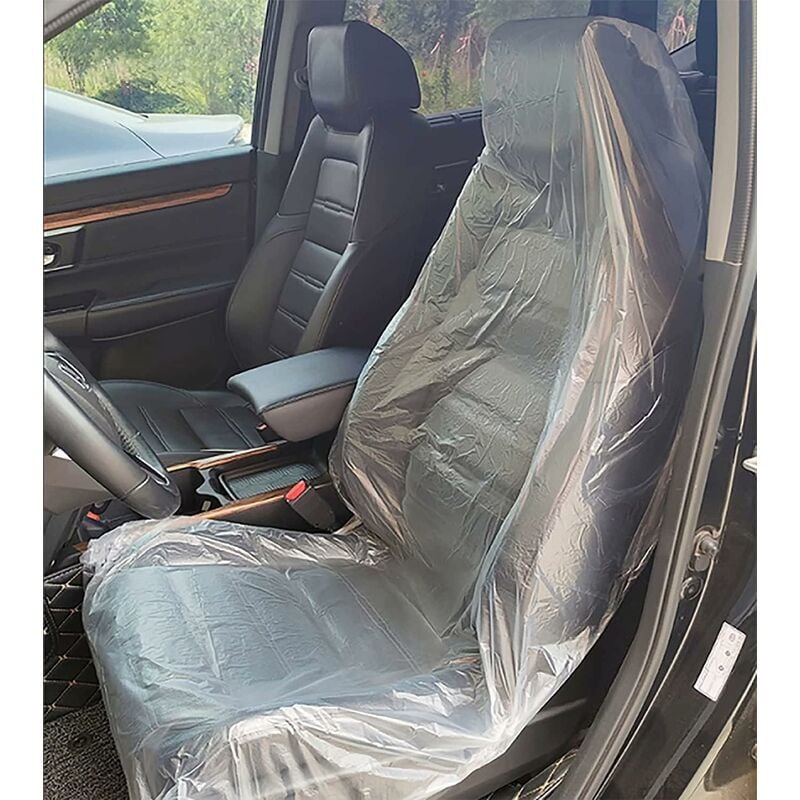 100 pièces de housses de siège de voiture jetables en plastique - 21g - Ultra-épaisse - Protection de siège