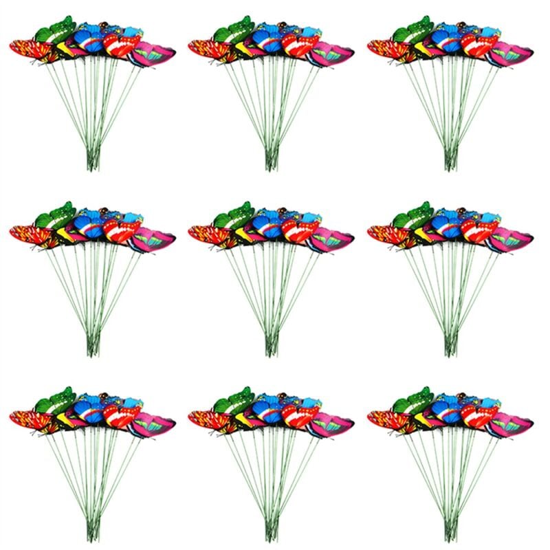 100 Pièces de Papillons en PVC pour L'Extérieur, Artisanat Décoration Extérieure, Bureau et Jardin, 25 cm