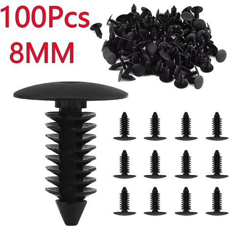 100 pièces de pare-chocs de voiture, rivets en plastique, clips de fixation, panneaux de carrosserie, goupilles, fixations, clips de garniture de pare-chocs, clips à goupille, panneaux de porte 8 mm