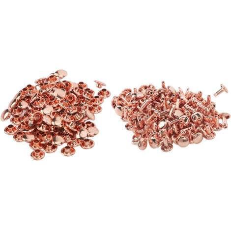 100 Pièces de Rivets en Métal Doré Rose 7x8mm, Forte Lustre et Haute Dureté pour DIY, Maroquinerie et Ceintures