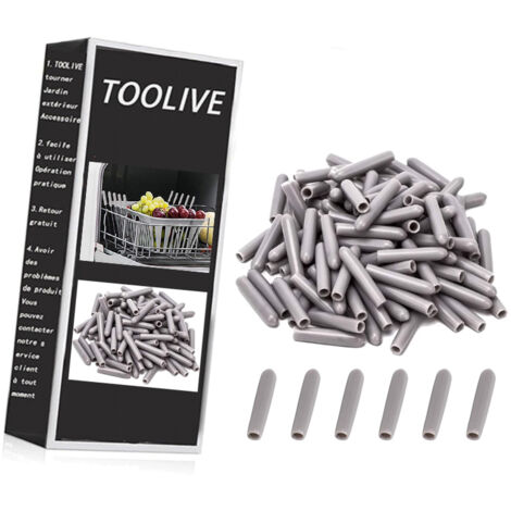 100 Pieces Dishwasher Rack Caps,Dishwasher Protection Prongs,PVC Dishwasher Rack Tip Tine Cover Caps,Cutlery Basket Protective Cover Rust & Scratch Fits All Dishwasher Models Gray