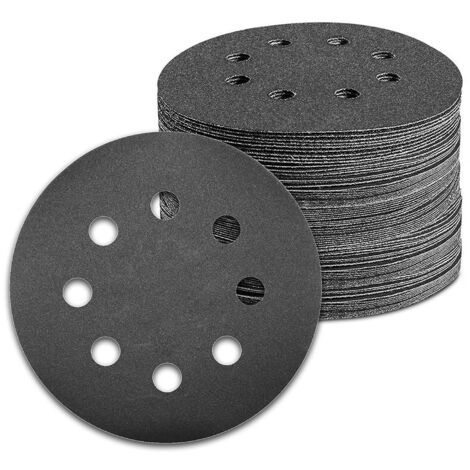 100 Pièces Disque Abrasif 125mm Sec and Eau 8 Trous Grain 800 Carbure de silicium pour Ponceuse Excentrique