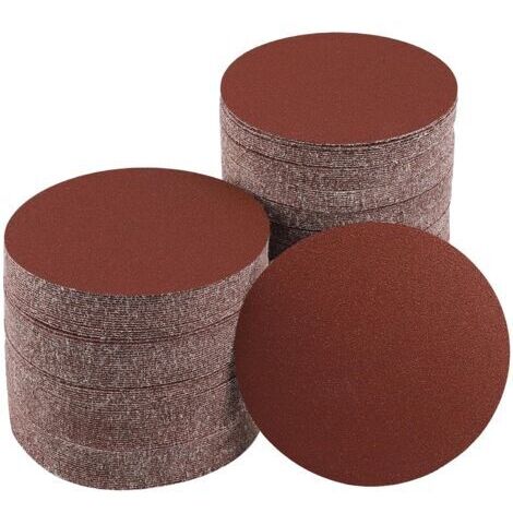100 Pièces Disque de Ponçage 120 Grain, 125 mm Disques Abrasifs à Sans Trous de Papier Poncer pour Ponceuse Excentrique