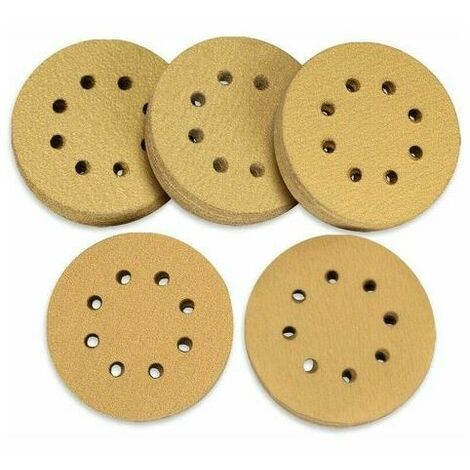 100 pièces disques abrasifs 125 mm avec velcro 60 80 120 150 220 grain 8 trous différents pour ponceuses orbitales aléatoires