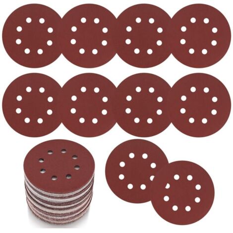 100 Pièces Disques Abrasifs 125 mm, Disque de Ponçage Grain 240, Papier Abrasif 8 Trous, Feuilles Abrasives pour Ponceuse Orbitale Aléatoire Murale