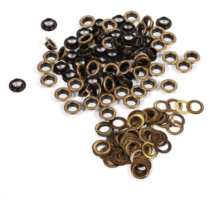 100 Pièces d'Oeillets Ronds Bronze Noir Doré 8mm pour Accessoires de Décoration DIY