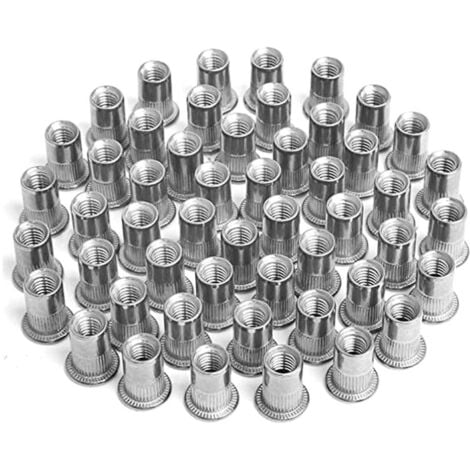 SJQKA 100 pièces Écrou à Sertir M4 M5 M6 M8, Écrous de Rivet Insert Fileté, Écrous à Sertir en Acier Inoxydable, Utilisé pour Réparer l'artisanat de Décoration de Meubles