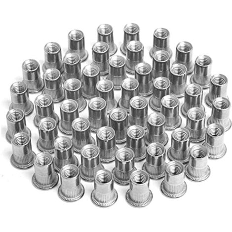 SHMSHNG 100 pièces Écrou à Sertir M4 M5 M6 M8, Écrous de Rivet Insert Fileté, Écrous à Sertir en Acier Inoxydable, Utilisé pour Réparer l'artisanat de Décoration de Meubles
