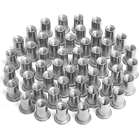 SJQKA 100 pièces Écrou à Sertir M4 M5 M6 M8, Écrous de Rivet Insert Fileté, Écrous à Sertir en Acier Inoxydable, Utilisé pour Réparer l'artisanat de Décoration de Meubles
