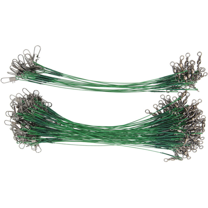 100 pièces émerillons agrafes anti-corrosion pour pêche en mer, fil acier dur 15cm / 5.9in