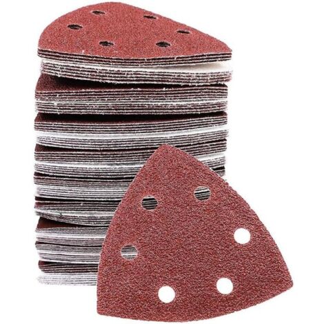 100 Pieces Feuilles Abrasives, Papier De Verre, 6 Trous Tampons De Ponçage, Papier De Ponçage, Disques De Ponçage Grains Assortis 60/80/100/120/240 Pour Le Ponçage Et Le Polissage