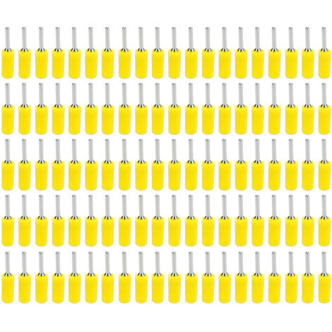 100 Pièces Fiche Banane Mâle Nickelée à Broche Laiton Droite pour Panneau à Ressort Interne J.10001 2mm Jaune