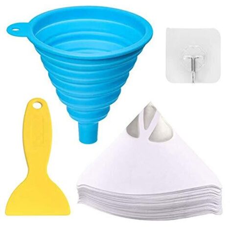 100 pièces filtres de peinture en papier Filtres jetables µm pour imprimante 3D résine avec entonnoir silicone pliable, crochet, outil nettoyage -