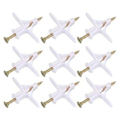 100 Pièces Fixations pour Plaques de Plâtre (50 Chevilles, 50 Vis), Chevilles Et Vis pour Plaques de Plâtre, Ancres Chevilles et Vis pour Fixations Murales Creuses Cloisons Sèches