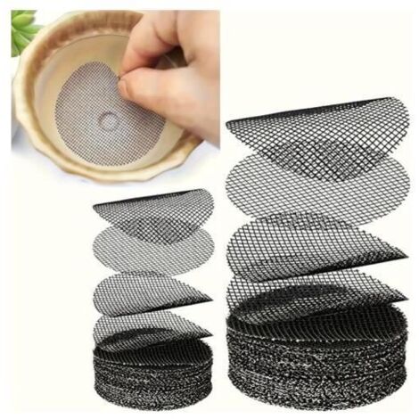 100 Pièces Grille de Drainage pour Bonsaï, Tapis pour Pots Ronds, Grille Plastique pour Pots de Fleurs - fy