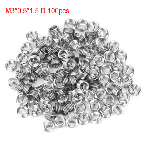 100 pièces inserts filetés hélicoïdaux en acier inoxydable SS304 pour vis M3 - Fixation durable (M3x0.5x1.5 D)