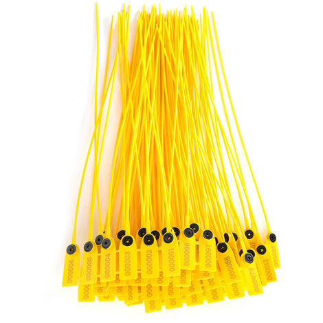 100 pièces jaune paquet camion de transport joint de sécurité en plastique 40 cm étiquette attaches de cble avec numéro