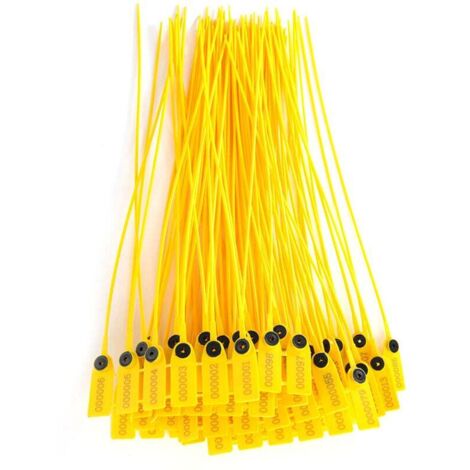 100 pièces jaune paquet camion de transport joint de sécurité en plastique 40 cm étiquette attaches de cble avec numéro