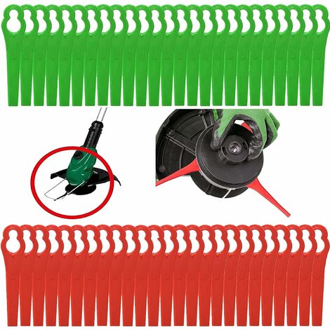 100 Pièces Lames en Plastique, Lames de Coupe en Plastique, Lidl Florabest Edge Cutter Blade pour Pelouse Coupe Bordures(La couleur rouge)