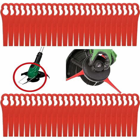 100 Pièces Lames en Plastique, Lames de Coupe en Plastique, Lidl Florabest Edge Cutter Blade pour Pelouse Coupe Bordures(La couleur rouge)