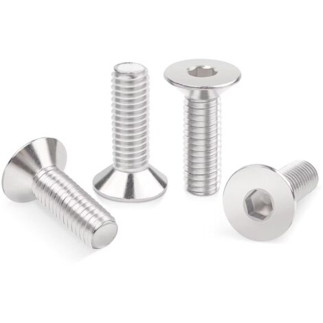 100 Pièces M3x25mm Vis à Tête Fraisée Allen, Boulon Inox DIN7991/ISO10642 Hexagonal Acier Inoxydable A2 V2A, Filetage Métrique Cylindrique Avec Six Pans Creux