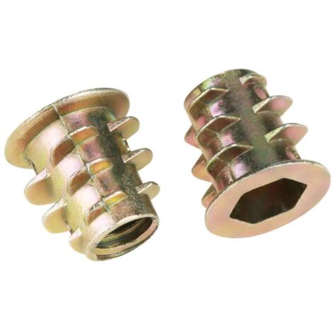 100 Pièces M5 × 10mm Écrou Hexagonal Fileté En Alliage de Zinc Assortiment, Écrous D'insert pour les Meubles en Bois