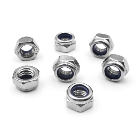 100 Pieces M6 Stainless Steel Lock Nut Hex Nut Lock Nuts Hex Nuts for Hardware Lock Nut Assortment