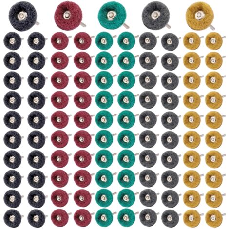 100 Pièces Meules à Polir Kit, 25mm Accessoires Dremel Polissage Abrasif Grain 80/150/240/400/600 Pour Outils Rotatifs Dremel Pour Polir Bijoux Bois