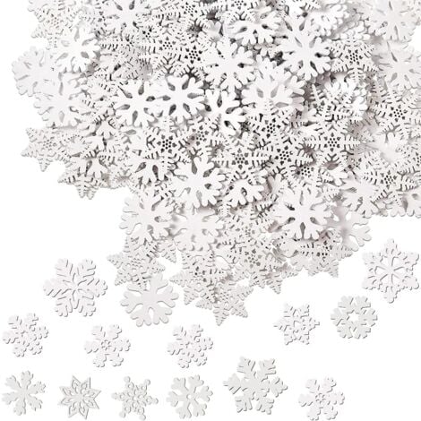 100 Pieces Mini Flocon Bois,Flocon de Neige Decoration Table,Mini Flocons de Neige,Flocon de Neige en Bois,Flocon en Bois,Noel Decoration Table,Deco de Table Noel,Petits Flocons de Neige Decoration(25