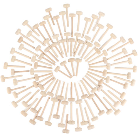 100 pièces Mini Maillets en Bois pour Chocolat, Marteaux Casse-Cœur Portables, Petit Maillet en Bois pour Enfants
