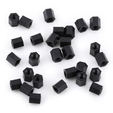 100 pièces noir PA66 M3 femelle x M3 femelle entretoise filetée hexagonale entretoise (M3  5)