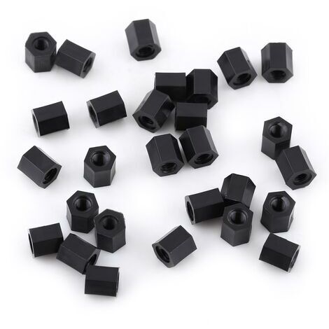 100 pièces noir PA66 M3 femelle x M3 femelle entretoise filetée hexagonale entretoise (M3  5)