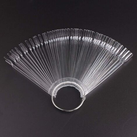 100 Pièces Nuancier Ongle, Présentoir Faux Ongles Couleur Nuancier Batons d'Affichage Nuancier Ongles Eventail Transparent et Naturel