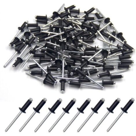 100 pieces of aluminum blind rivets 4.8 x 12 mm, open end rivets, pop rivets, 100 pieces (black)
