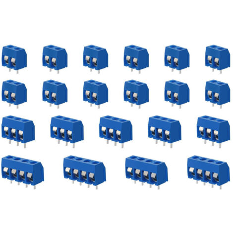 100 Pièces PCB Vis Connecteur, 5mm Pas 2 Broches / 3 Broches / 4 Broches PCB Bornier à Vis, Bleu