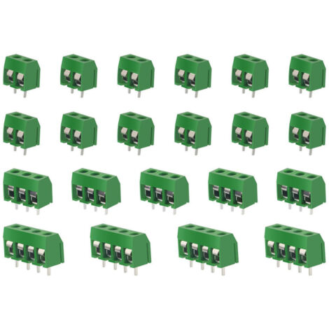 100 Pièces PCB Vis Connecteur, 5mm Pas 2 Broches / 3 Broches / 4 Broches PCB Bornier à Vis, Vert