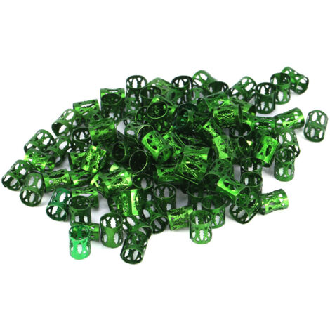 100 pièces Perles Colorées pour Tresses, Anneaux et Bracelets de Cheveux - Accessoires de Coiffure (Vert)