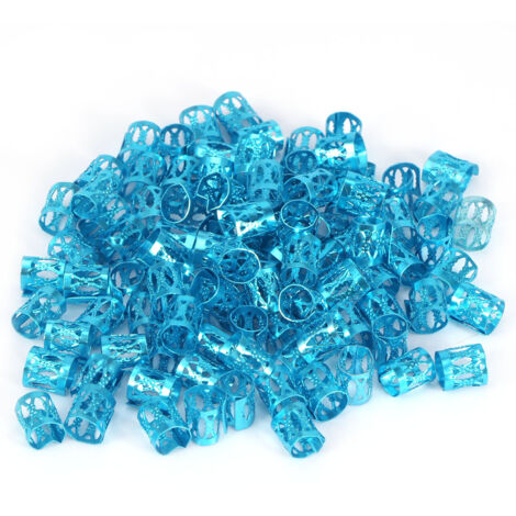 100 Pièces Perles Colorées pour Tresses, Anneaux et Bracelets de Décoration Cheveux - Accessoires Coiffure (Bleu)