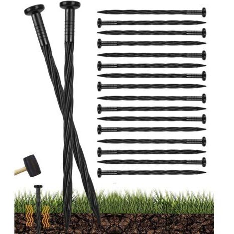 100 Pièces Piquets de Bordure de Paysage en Plastique, 20CM Piquets de Sol en Spirale Clous d'ancrage Paysager Piquets de Tente pour Herbes Barrière, Bordure de Pavé Paysage, Allée en Herbes