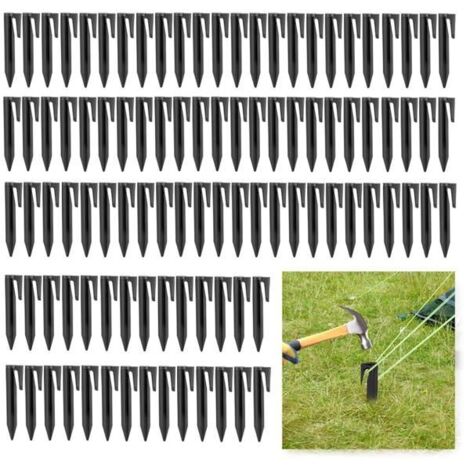 100 Pièces Piquets de Fil pour Robot Tondeuse, Piquets de Fixation pour Câbles Périphériques, Piquets en Plastique Robuste avec Croc