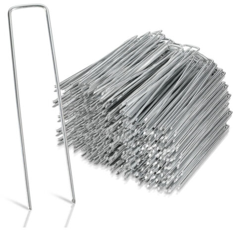 100 Pièces Piquets de Fixation pour Jardin, 150x40mm, Ø2,5mm, piquet ancrage sol jardin en acier galvanisé pour bâche
