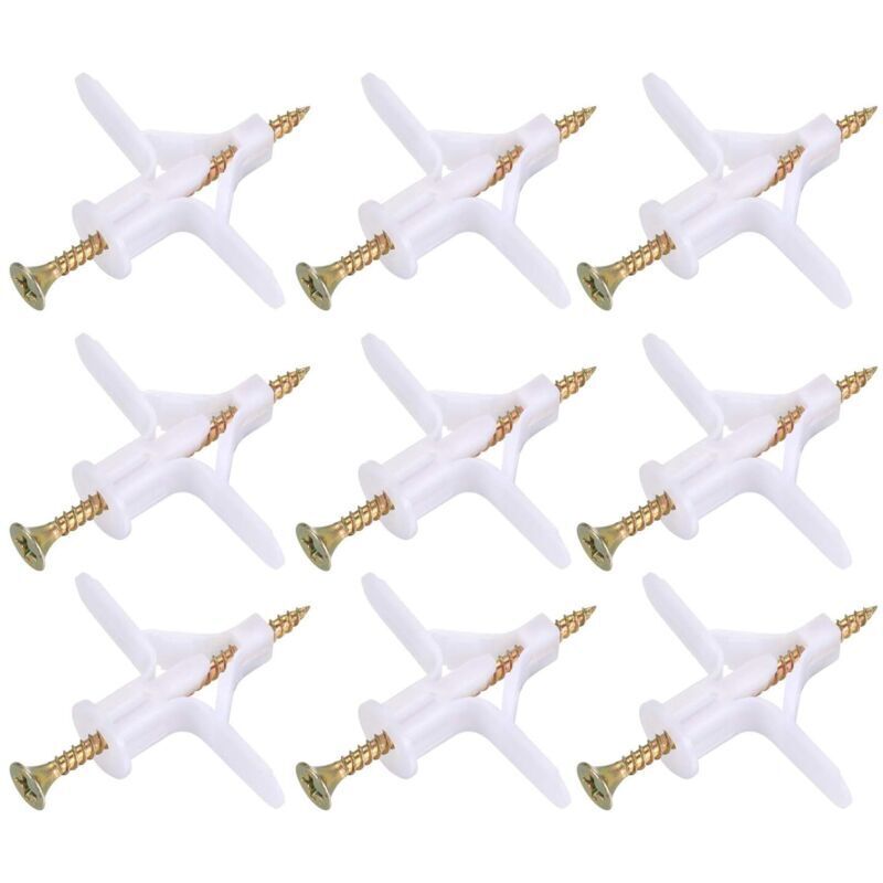 100 Pieces Plasterboard Fixings (50 Plugs, 50 Screws), Plugs and Screws for Plasterboard, Anchors, Plugs and Screws for Hollow Wall Fixings, Drywall