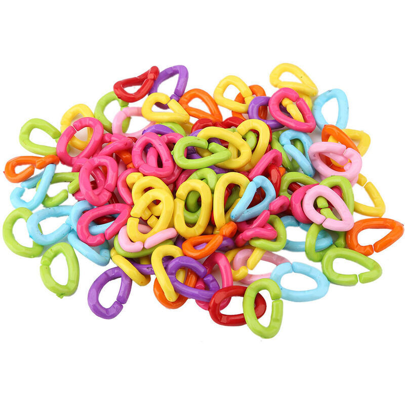 Basetbl 100 Pieces Plastic Bird C Clips Hooks Chain Links Diy Parrot Toys Mix Color