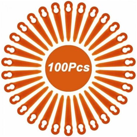 100 Pieces Plastic Replacement Blades for Brush Cutters, Cordless Lawn Mower Blades, Replacement Blades for Garden Lawn (L83 Orange) YMYNY