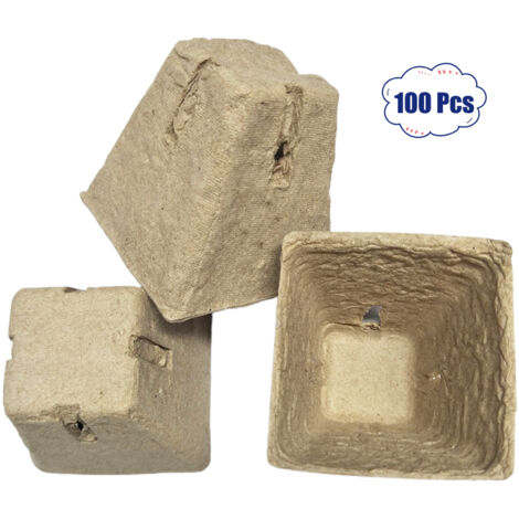 100 Pièces Plateaux de Semis 6x6x6cm Biodégradables - Pots à Semis en Pulpe Jetables pour Jardin et Horticulture