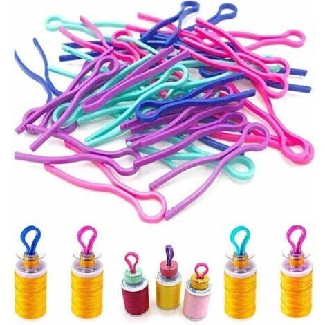 100 pièces porte-canette porte-fil de canette, bobines de fil pinces à canette Bobbin Buddies accessoires de machine à coudre pour tenir en maintenant les queues de fil de canette sous contrôl