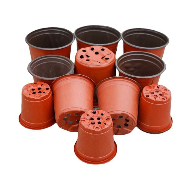100 Pièces Pot de Fleur Plantes en Plastique Pots de Semis avec Trous de Drainage pour Jardins Pépinières Potager - brown