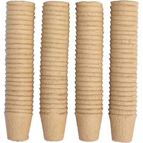 100 Pieces Pot Semis Biodegradable, Godet Semis Biodegradable, Pot pour Semis, 8cm, Rond, Outils de Jardinage à Domicile